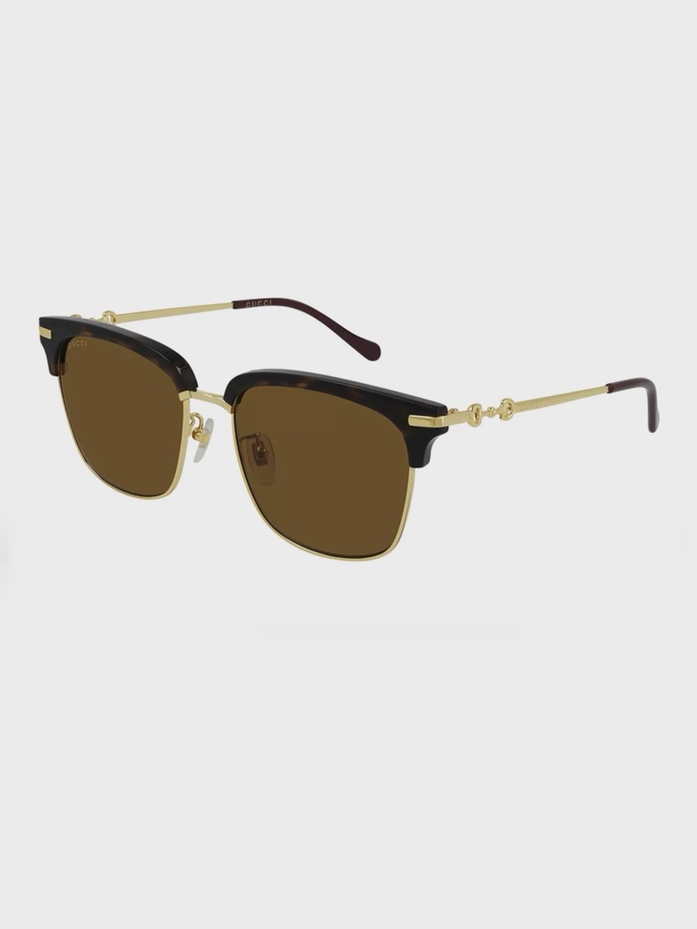 Gucci GG0918S 002 Havana unisex half-rim acetate metal frame sunglasses
